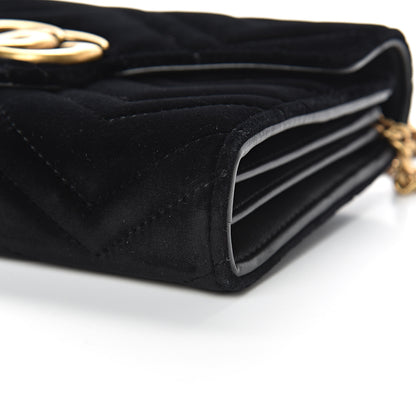 Gucci Velvet Matelasse GG Marmont Chain Wallet Black 9 of 11