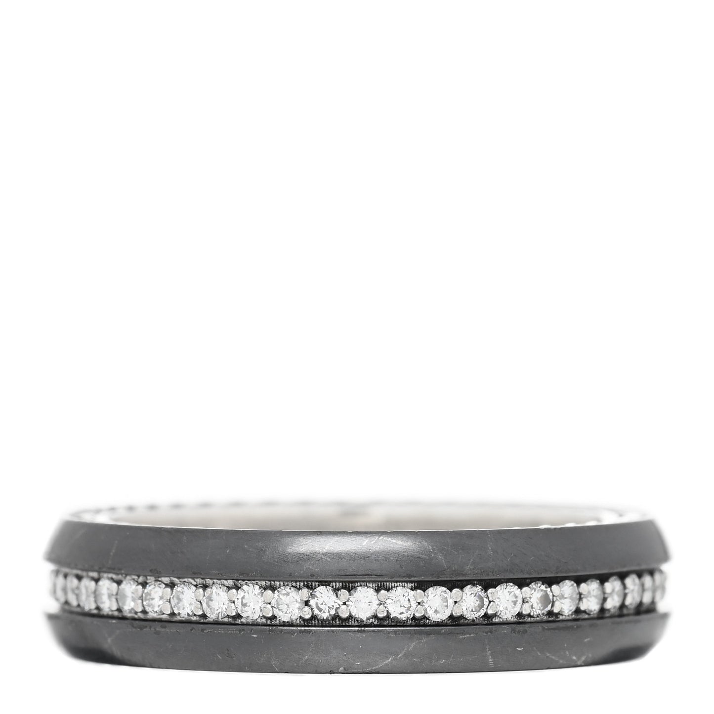 Titanium Sterling Silver Diamond 6mm Streamline Band Ring 70 13