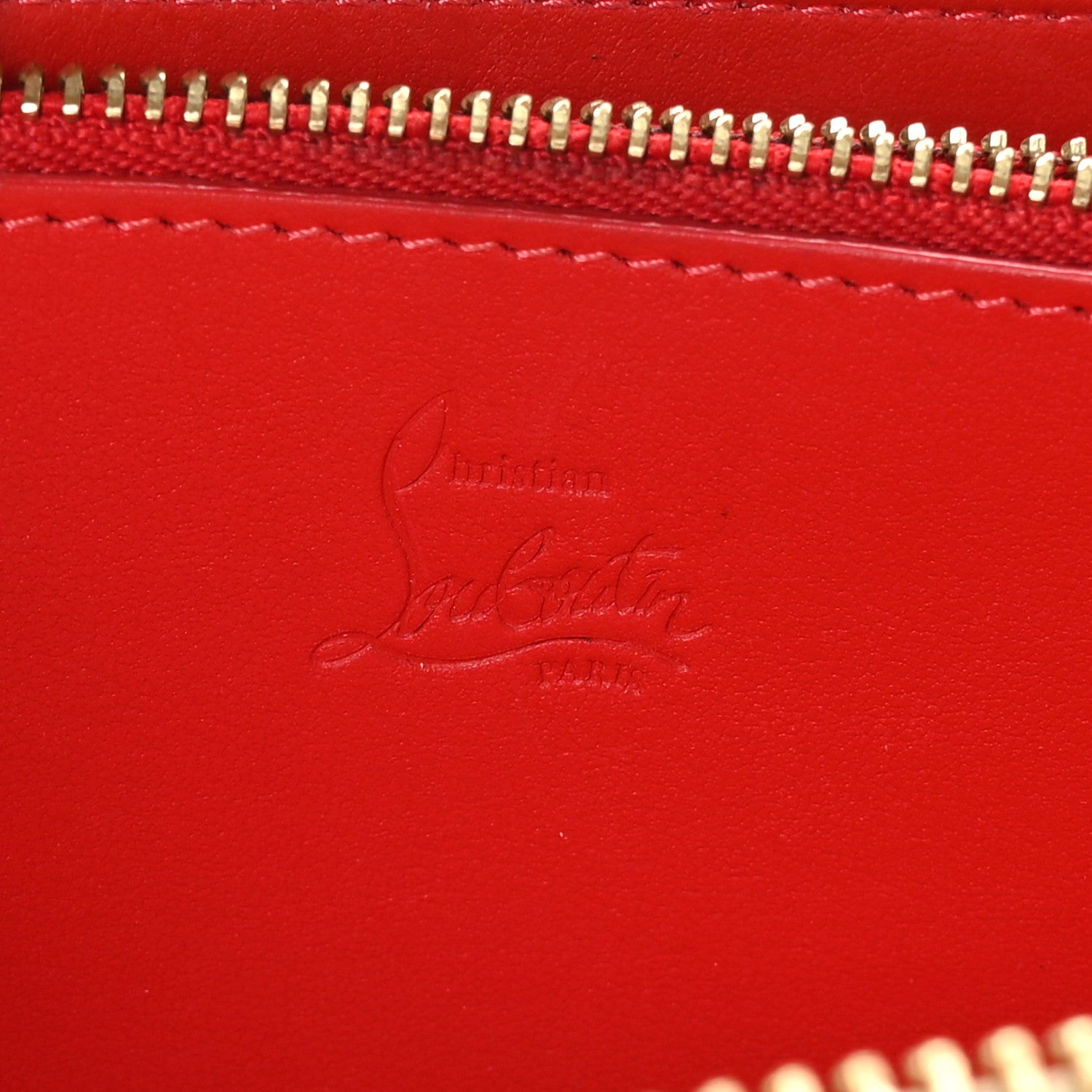 Christian Louboutin Calfskin Spiked Zip Around Wallet Beige 6 of 8