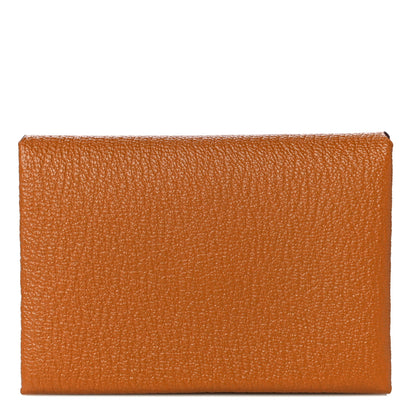 Hermes Chevre Mysore Verso Calvi Duo Card Case Caramel Rose Sakura 1 of 10