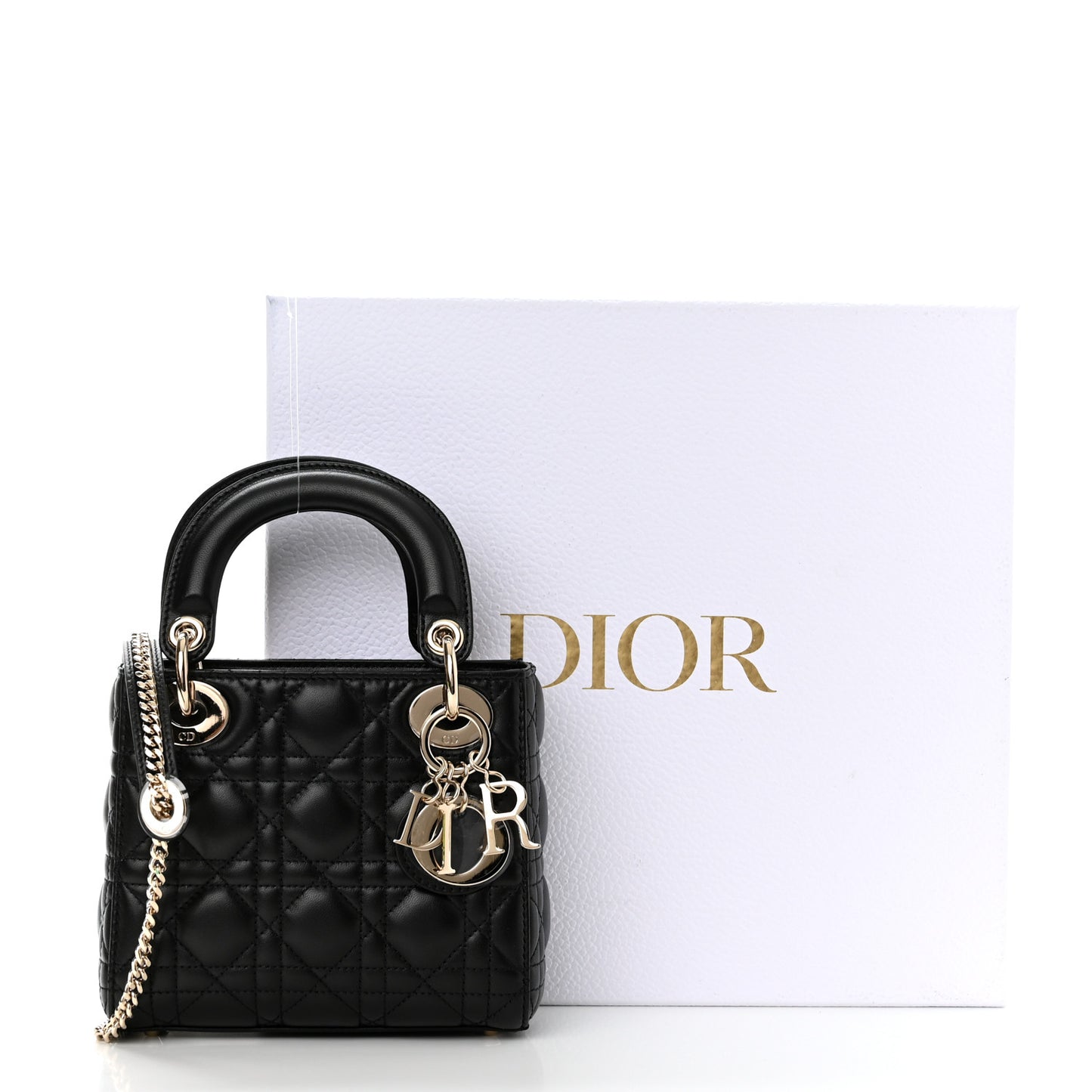 Lambskin Cannage Mini Lady Dior Black