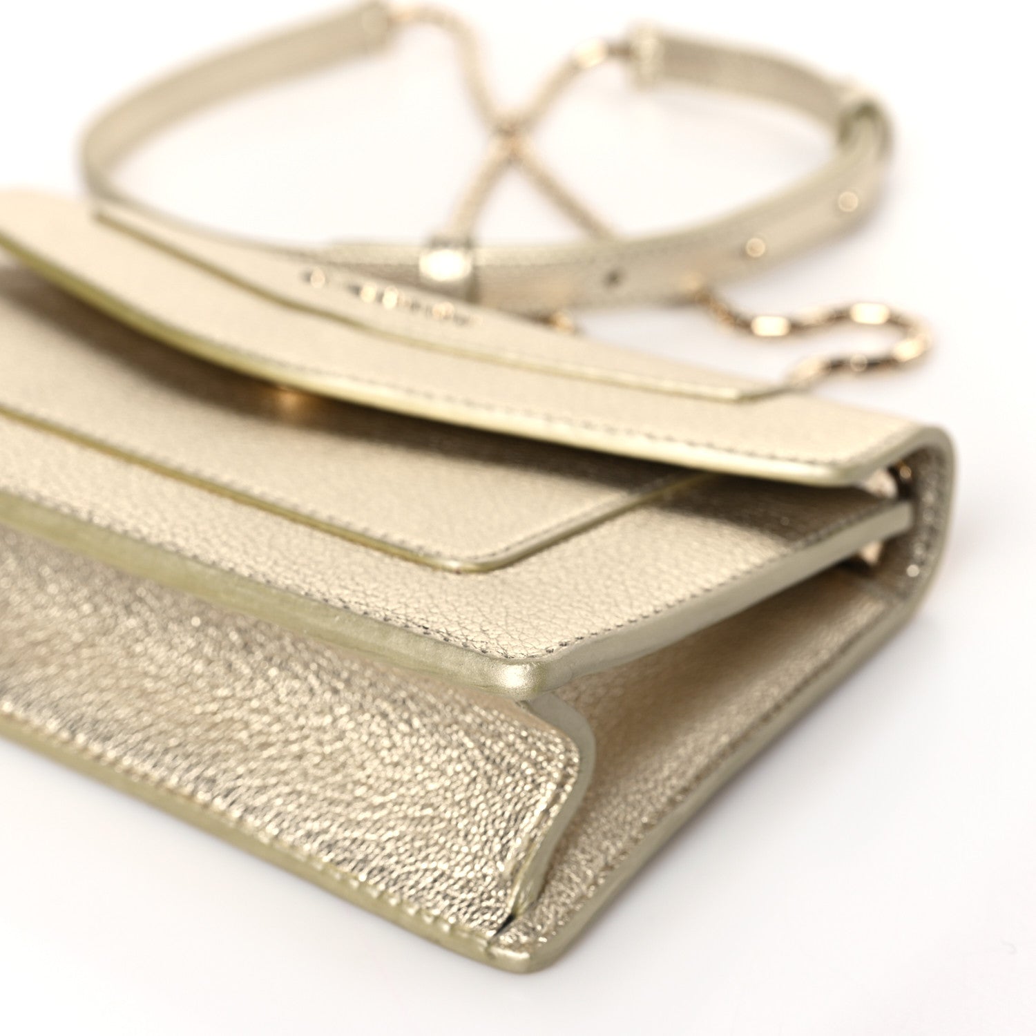 Bulgari Metallic Calfskin Snake Strap Crossbody Flap Clutch Gold 8 of 9