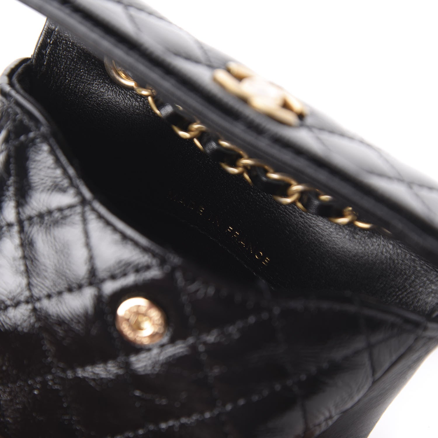 Chanel Shiny Aged Calfskin Quilted Waist Belt Bag Black 8 of 12