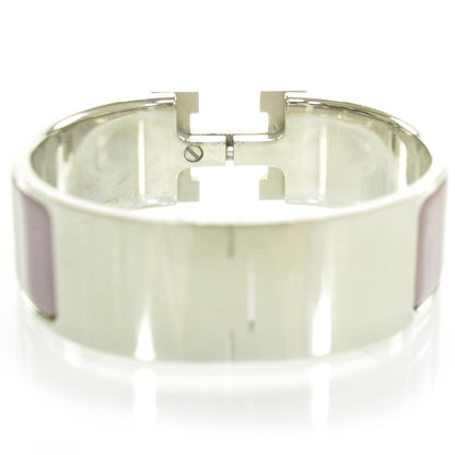Hermes Enamel Clic Clac H Bracelet Wide Pink Silver 2 of 5