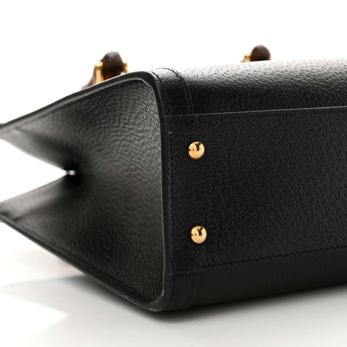 Textured Dollar Calfskin Web Small Diana Tote Bag Black Dusty Grey