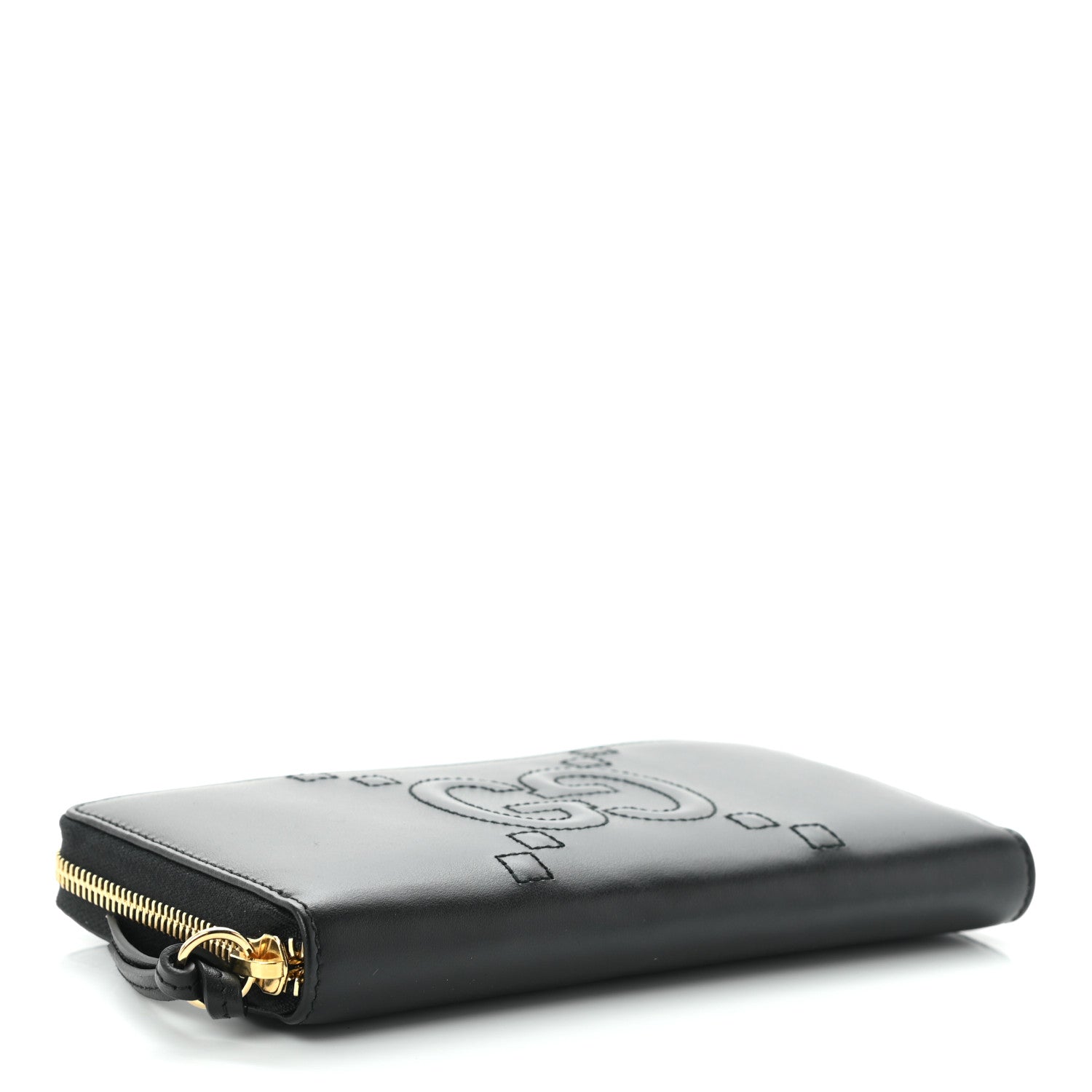 Gucci Apollo Calfskin GG Dadini Embroidered Zip Around Wallet Black 4 of 9