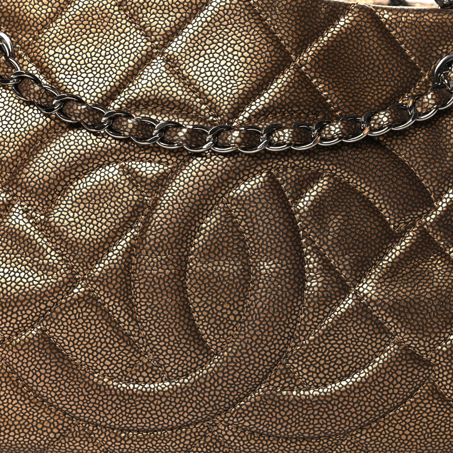 Chanel Metallic Caviar Timeless CC Shopping Tote Gold 9 of 11