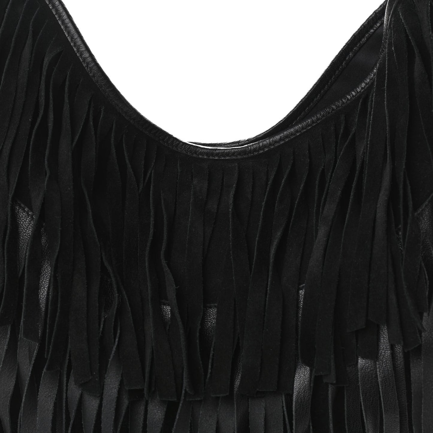 Suede Boheme Fringe Hobo Black
