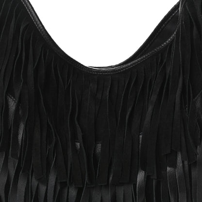 Saint Laurent Suede Boheme Fringe Hobo Black 8 of 11