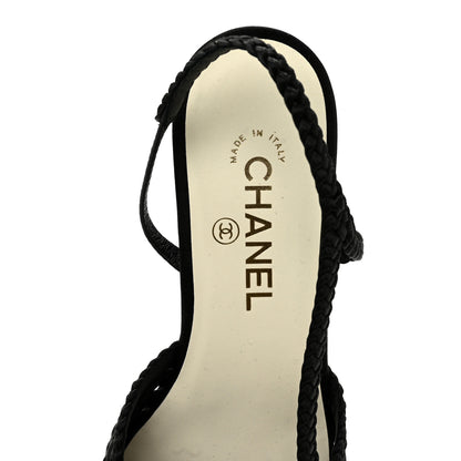 Chanel Satin Braided Slingback Flats 39.5 Black 7 of 9