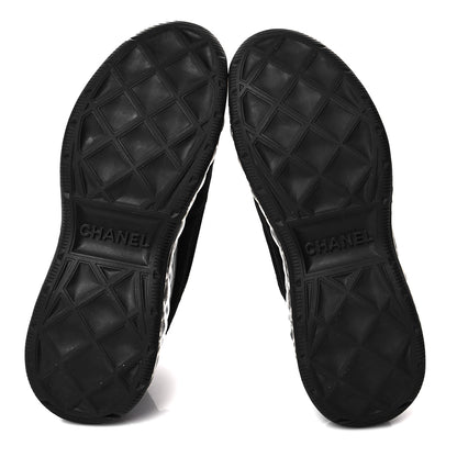 Chanel Suede Calfskin Velvet Grosgrain CC Sneakers 36 Black 5 of 8