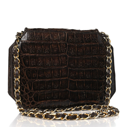 Chanel Shiny Crocodile Flap Dark Brown 3 of 12