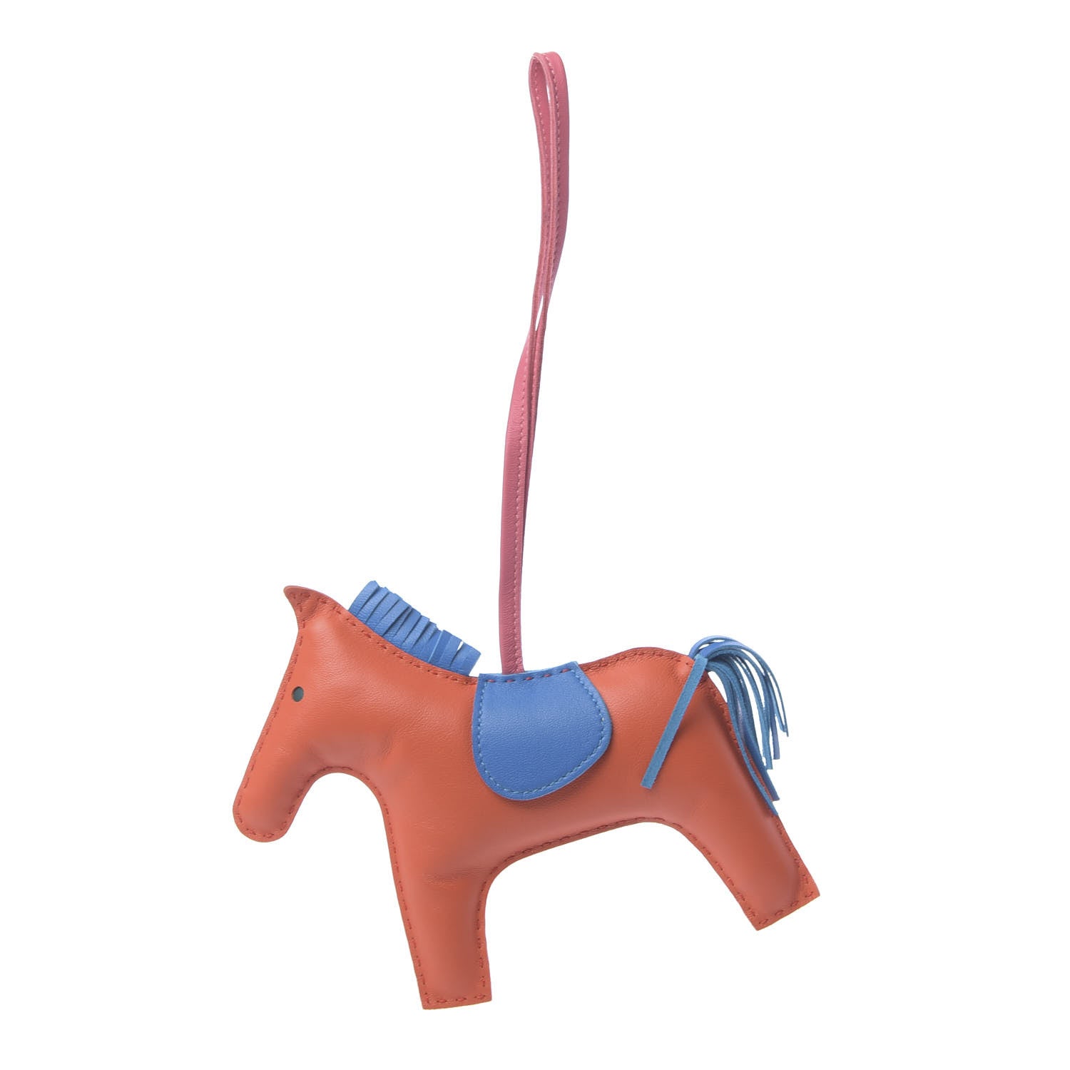 Hermes Milo Lambskin Grigri Rodeo Horse Bag Charm GM Orange Poppy Bleu Izmir Rose Azalee 1 of 4