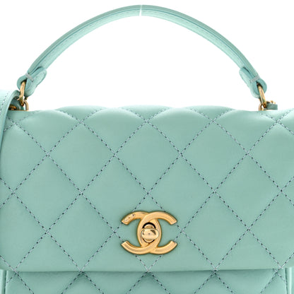 Chanel Calfskin Quilted Top Handle Flap Light Blue 8 of 10