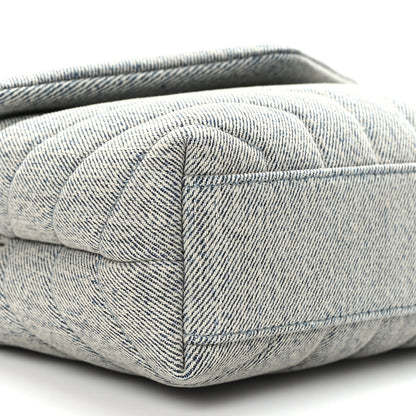 Saint Laurent Denim Y Quilted Monogram Toy Loulou Crossbody Bag Grey 8 of 10