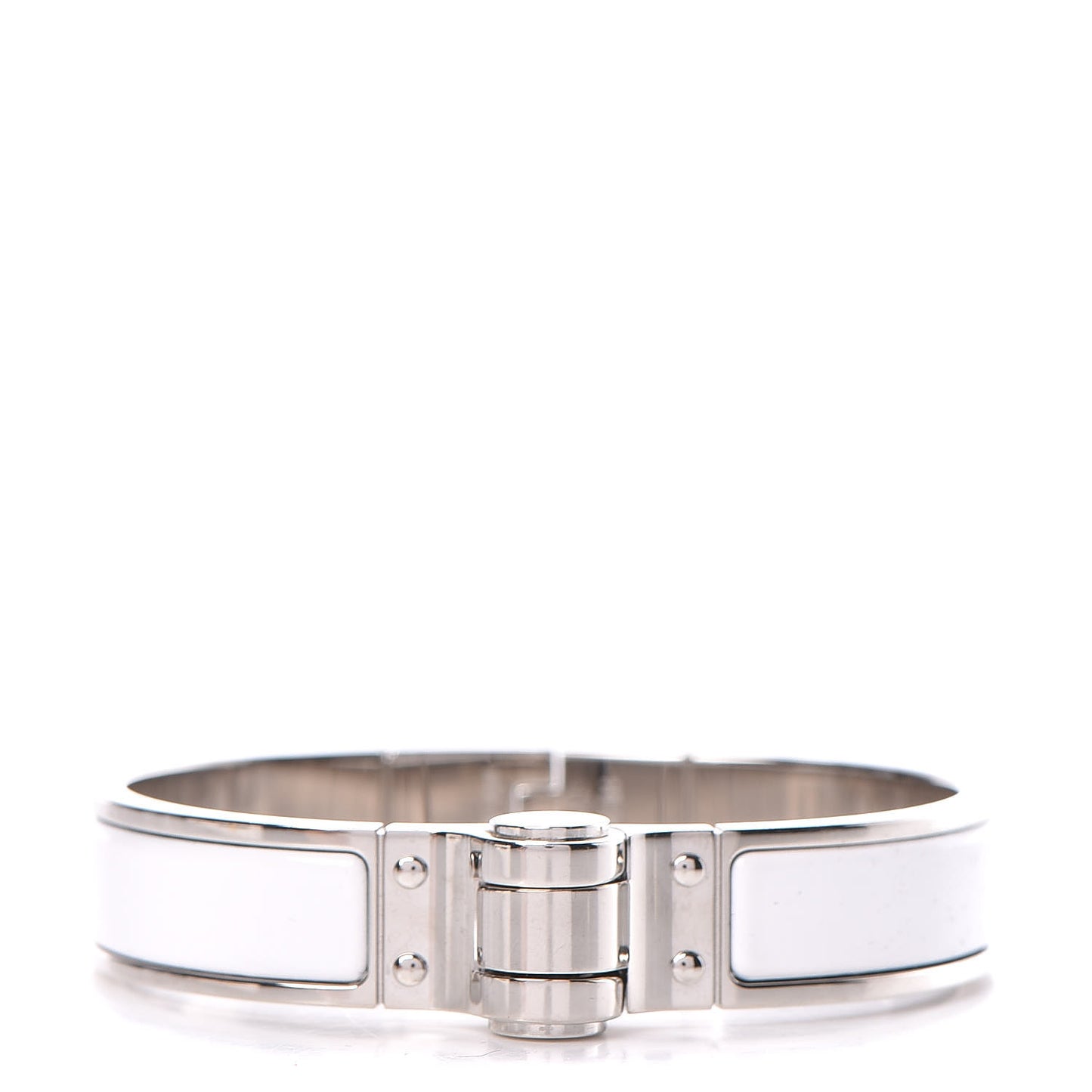 Enamel Charniere Uni Narrow Hinged Bracelet S White
