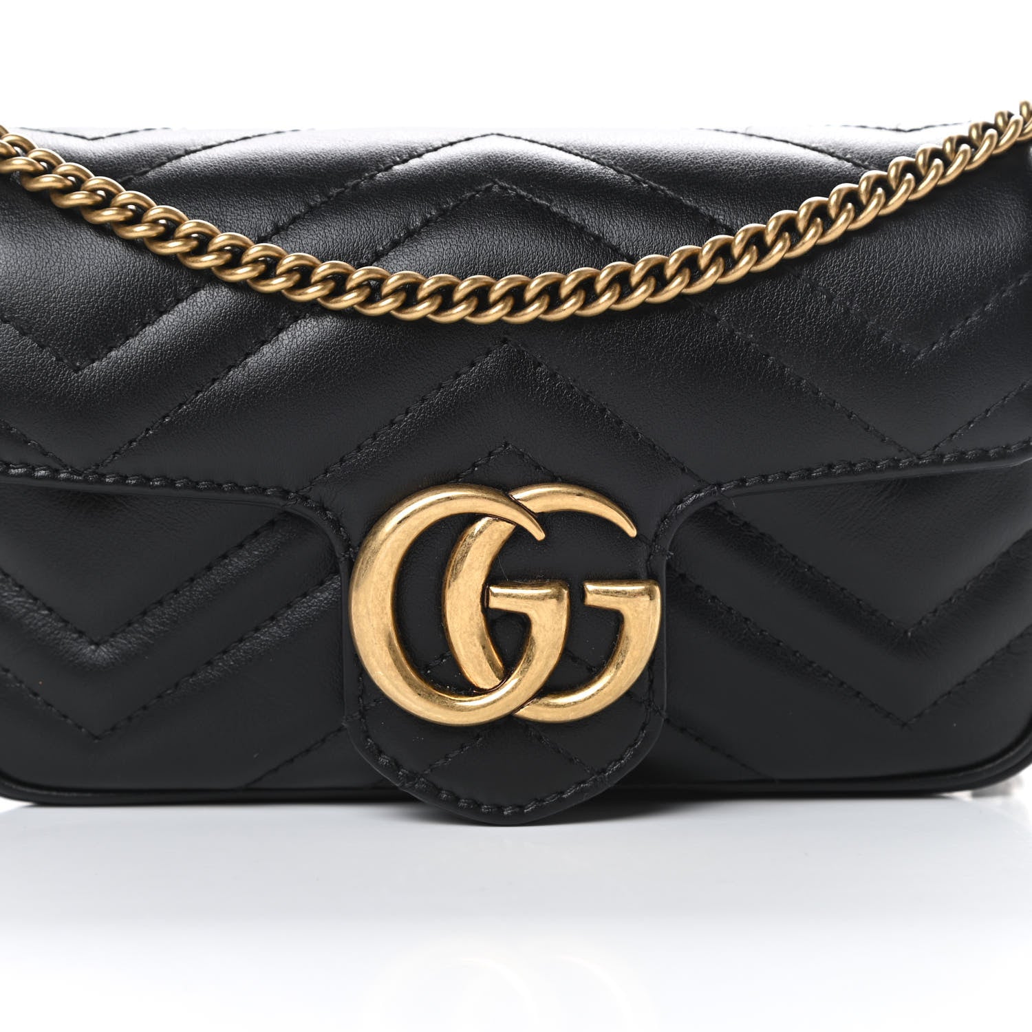 Gucci Calfskin Matelasse Super Mini GG Marmont Shoulder Bag Black 8 of 11