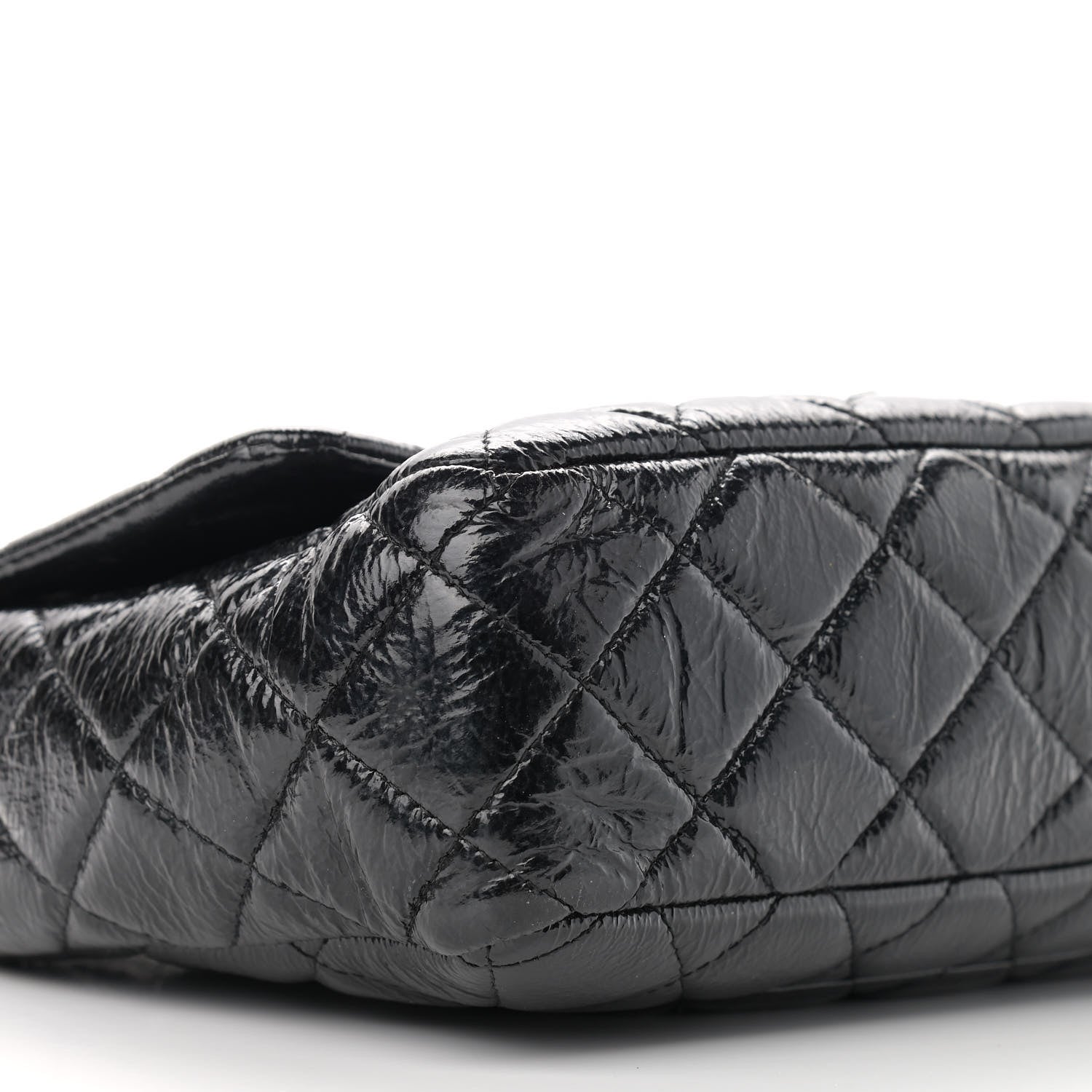Chanel Crinkled Patent Quilted Jumbo Single Flap Black 5 of 12
