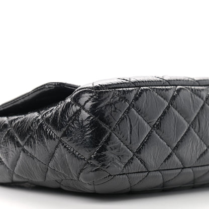 Chanel Crinkled Patent Quilted Jumbo Single Flap Black 5 of 12