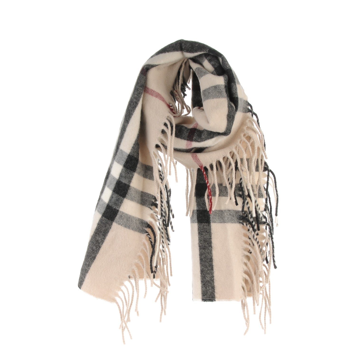 Burberry Cashmere House Check Fringe Scarf 1 of 5
