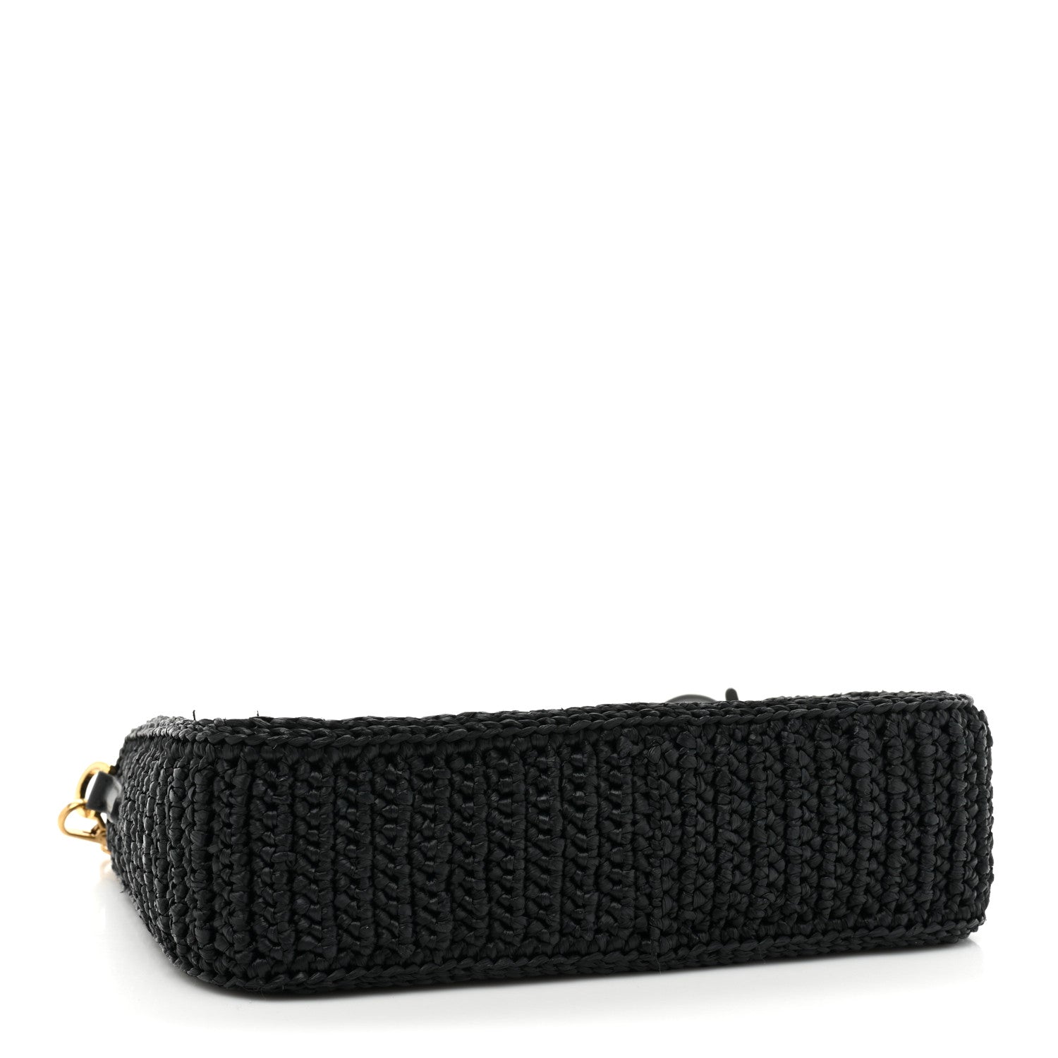 Prada Yarn Raffia Effect Crochet Re-Edition 2005 Shoulder Bag Black 4 of 10
