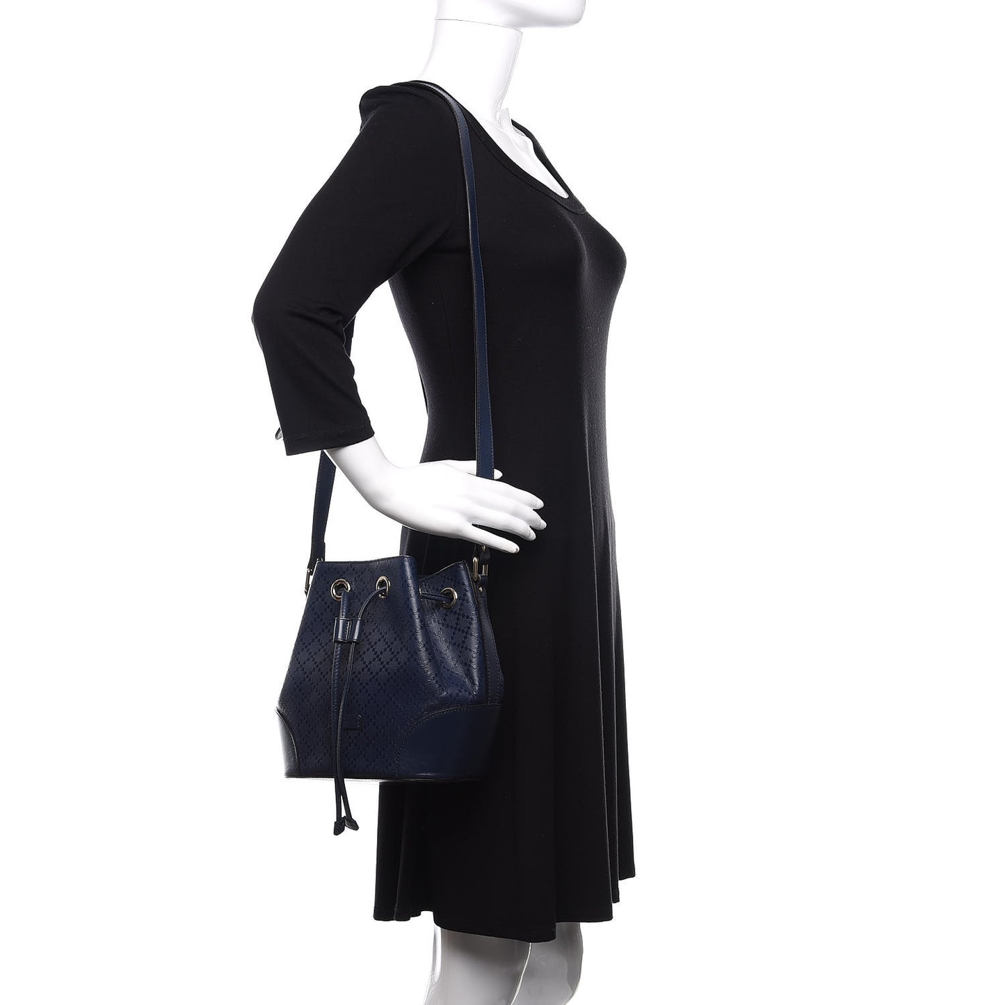Hilary Lux Bright Diamante Small Bucket Bag Classic Marine