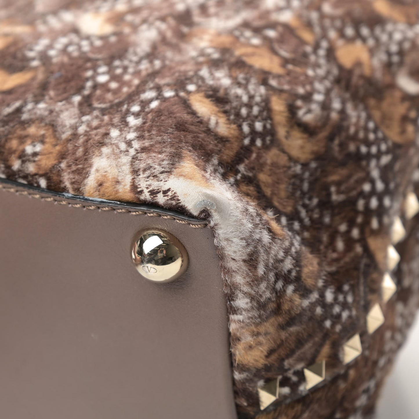 Calf Hair Feather Rockstud Dome Satchel