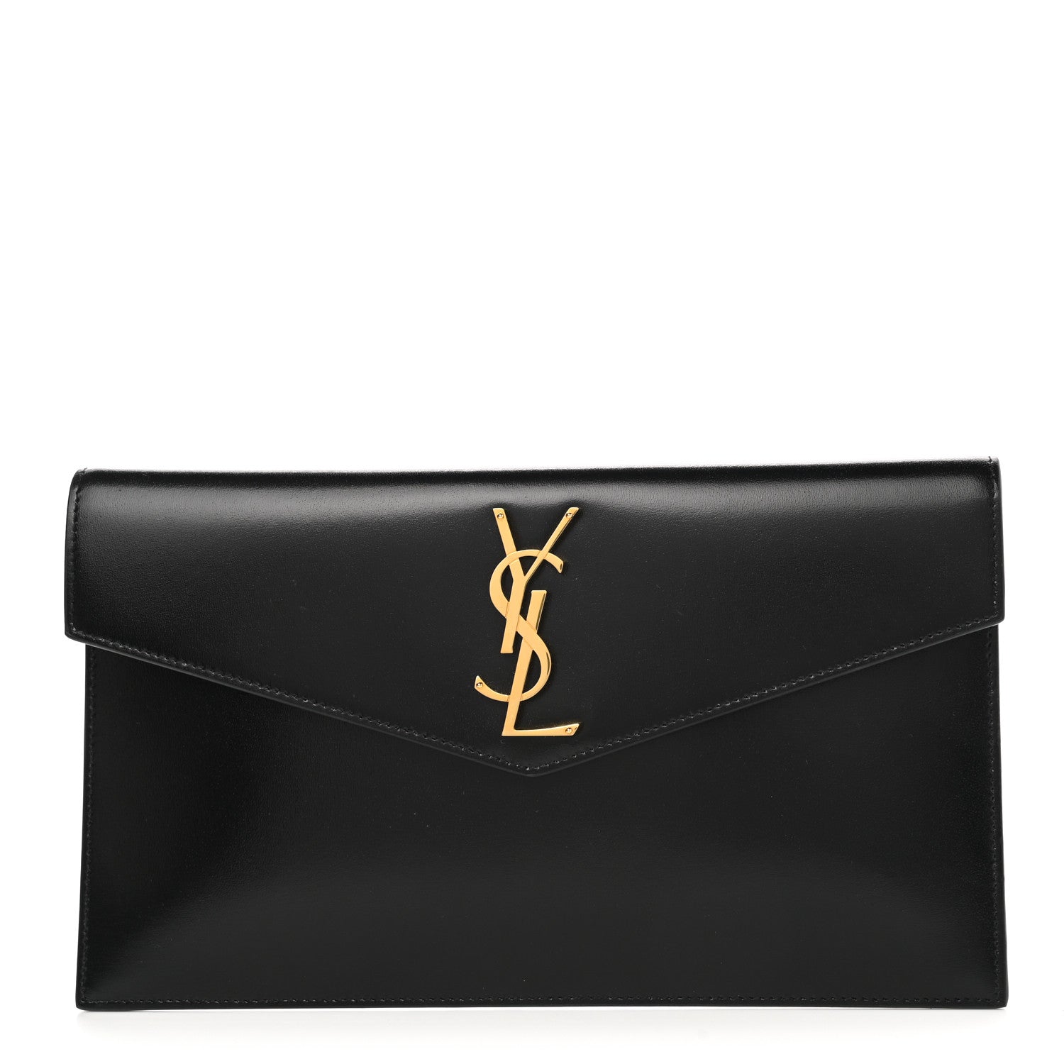 Saint Laurent Smooth Shiny Calfskin Monogram Uptown Pouch Black 1 of 8
