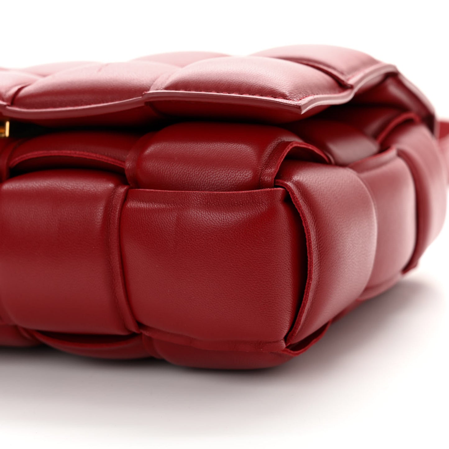 Nappa Maxi Intreccio Padded Cassette Crossbody Bag Dark Red