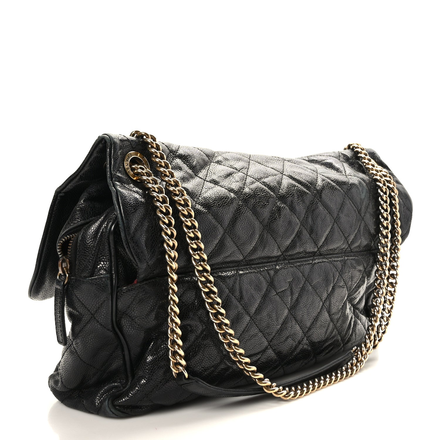 Chanel Crumpled Grained Calfskin Quilted Maxi Shiva Flap Black 3 of 9