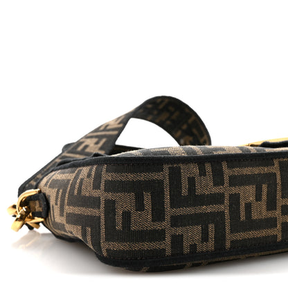 Fendi Fabric Jacquard FF 1974 Medium Baguette Tobacco Moro Black 8 of 9
