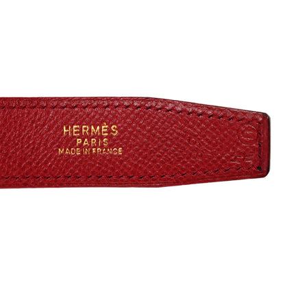 Hermes Box Courchevel 32mm Belt Strap 68 Black Rouge Vif 4 of 6