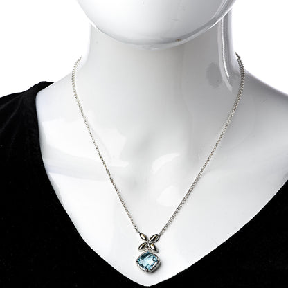 John Hardy Sterling Silver 18K Yellow Gold Blue Topaz Batu Kawung Pendant Necklace 2 of 7