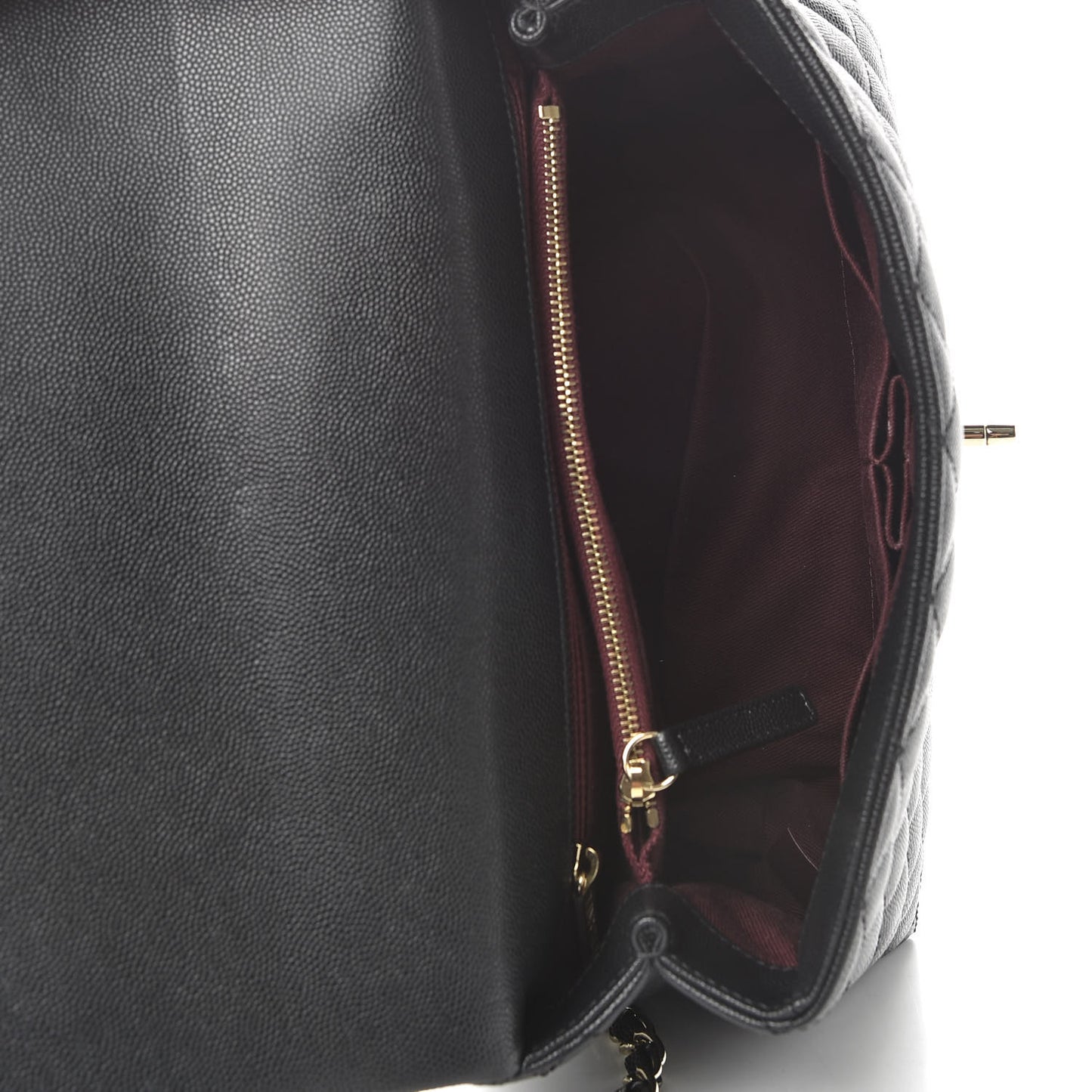 Caviar Quilted Small Coco Handle Flap Black