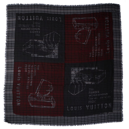 Louis Vuitton Mens Fleece Wool Silk Trunks Shawl Gris Rouge 3 of 5