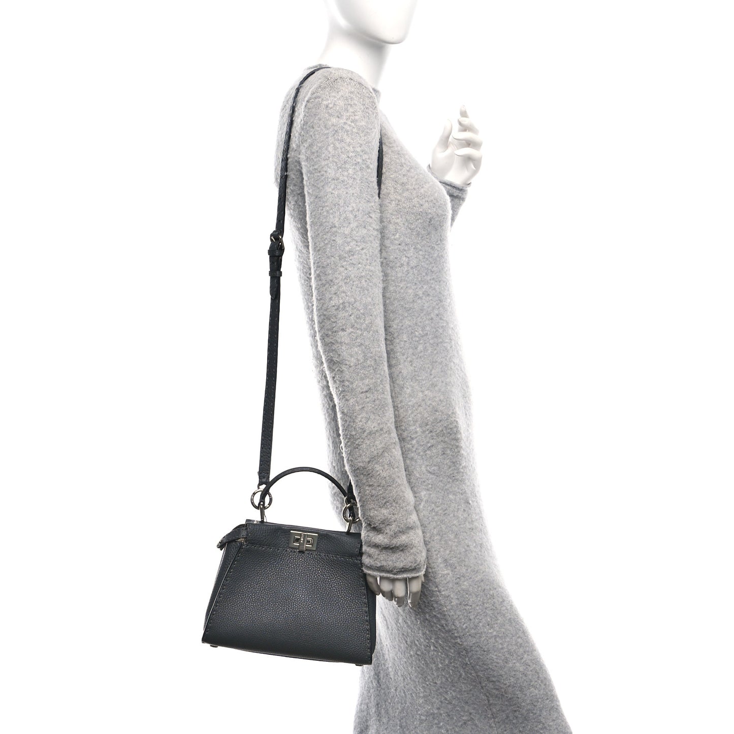 Cuoio Romano Selleria Bi-Color Mini Peekaboo Iconic Satchel Asfalto Latte