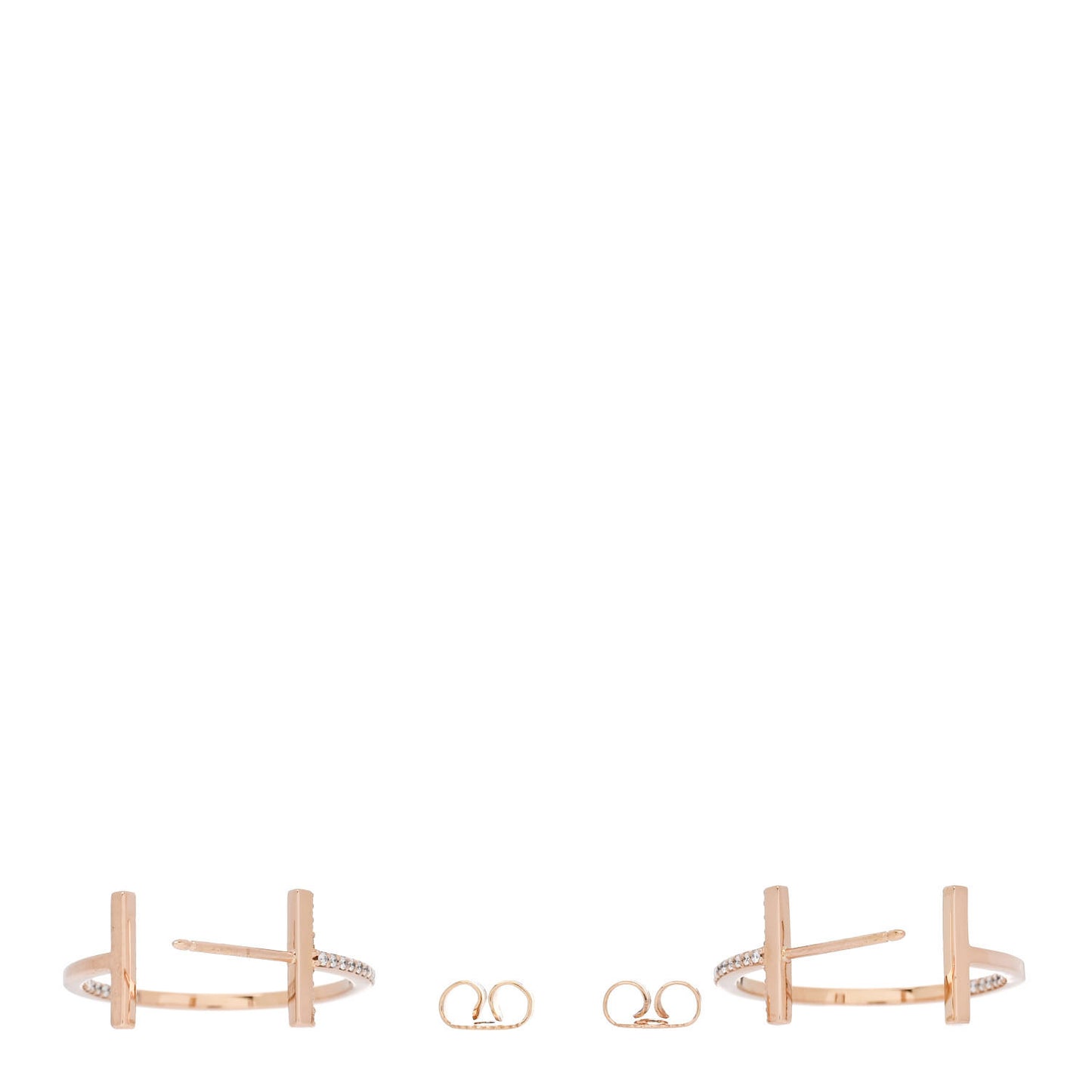 18K Rose Gold Diamond Medium T Wire Hoop Earrings
