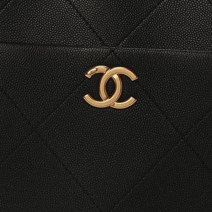 Chanel Caviar Stitched Pocket CC Large Tote Black 9 of 11