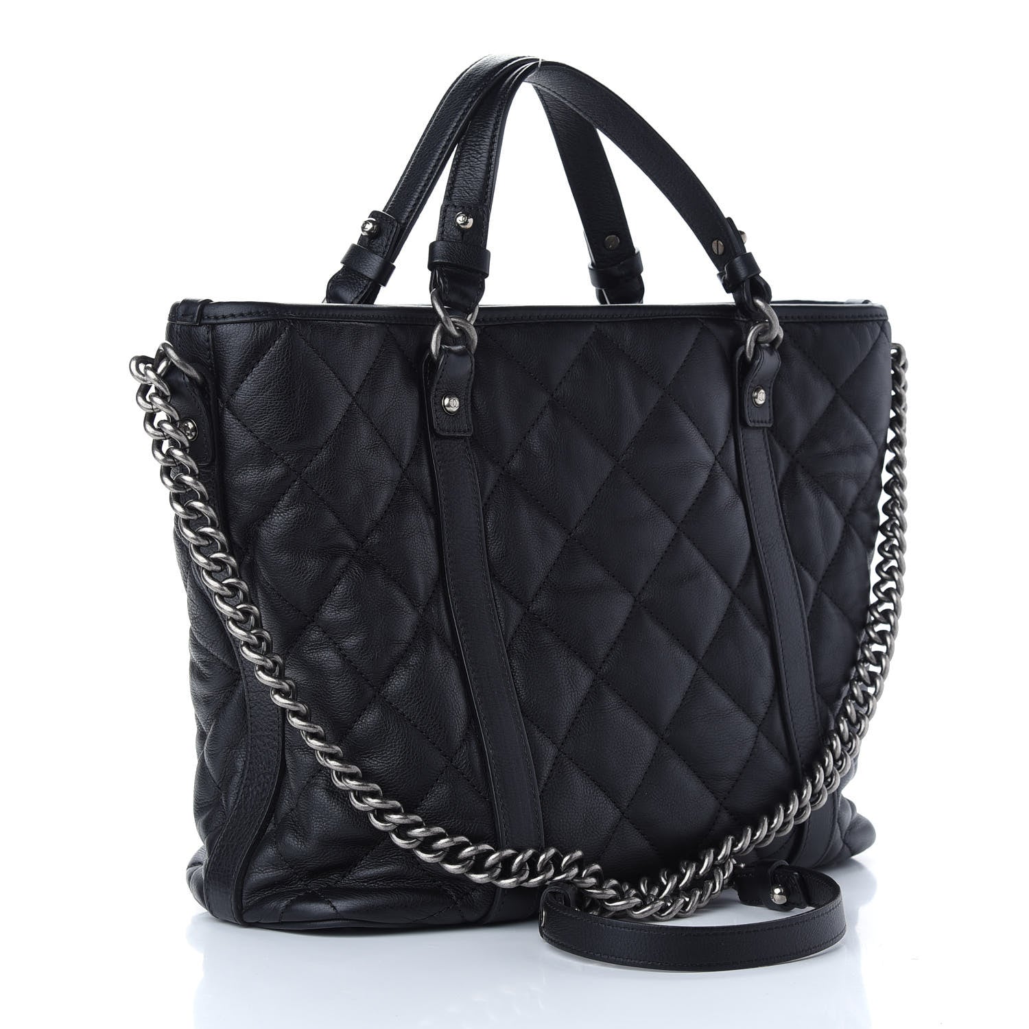 Chanel Calfskin Quilted Small Casual Riviera Tote Black 3 of 10