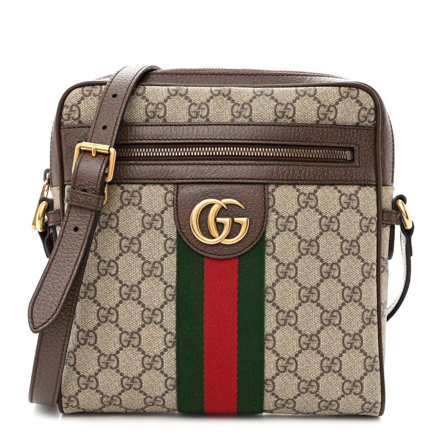 GG Supreme Monogram Web Small Ophidia Messenger Bag Brown
