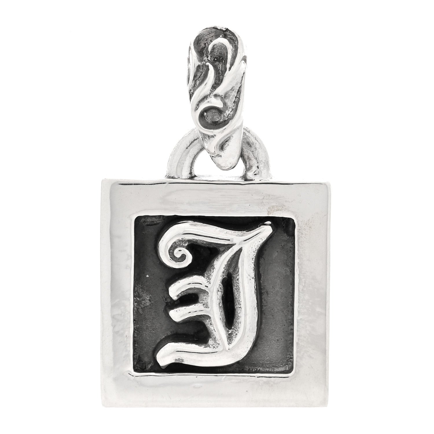 Chrome Hearts Sterling Silver Framed Letter J Block Pendant