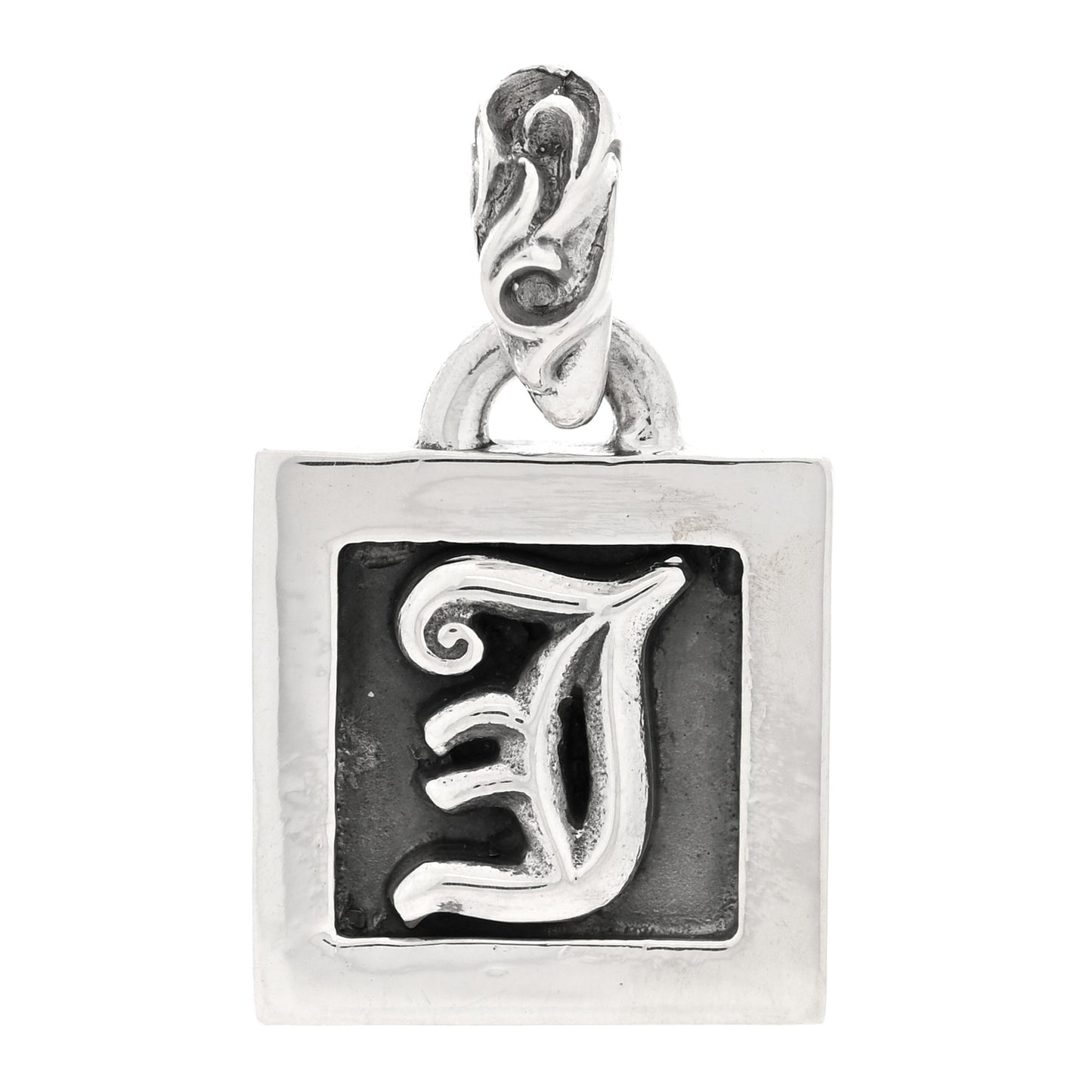 Sterling Silver Framed Letter J Block Pendant