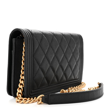 Chanel Caviar Quilted Boy Wallet On Chain WOC Black 3 of 17