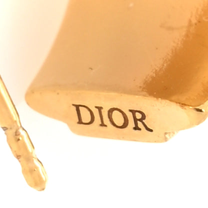 Christian Dior Metal Enamel Code Hoop Earrings Pink Gold 4 of 5