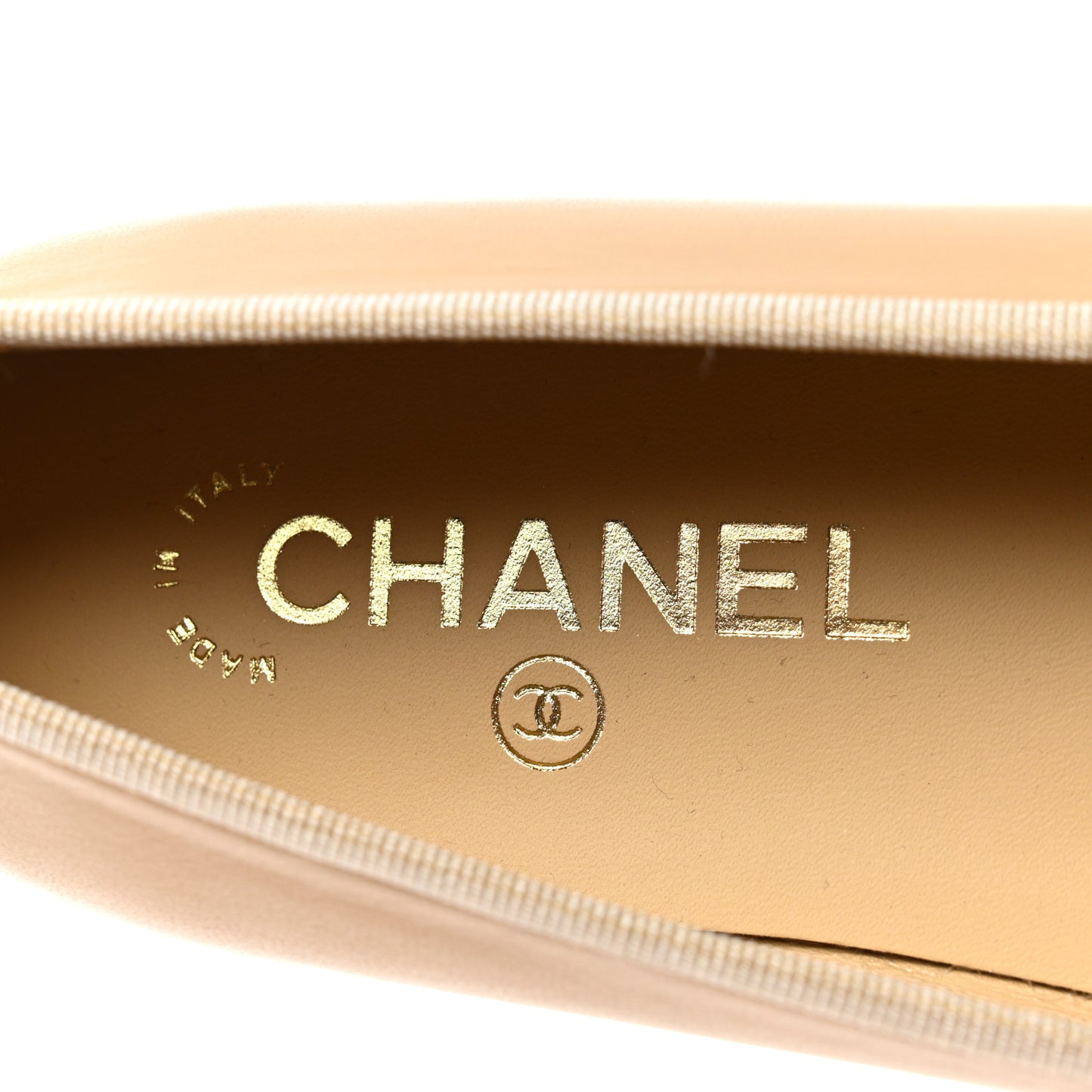 Lambskin Cap Toe CC Ballerina Flats 39 Beige Black