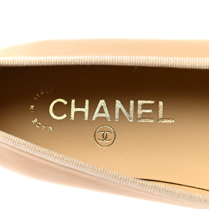Chanel Lambskin Cap Toe CC Ballerina Flats 39 Beige Black 7 of 9