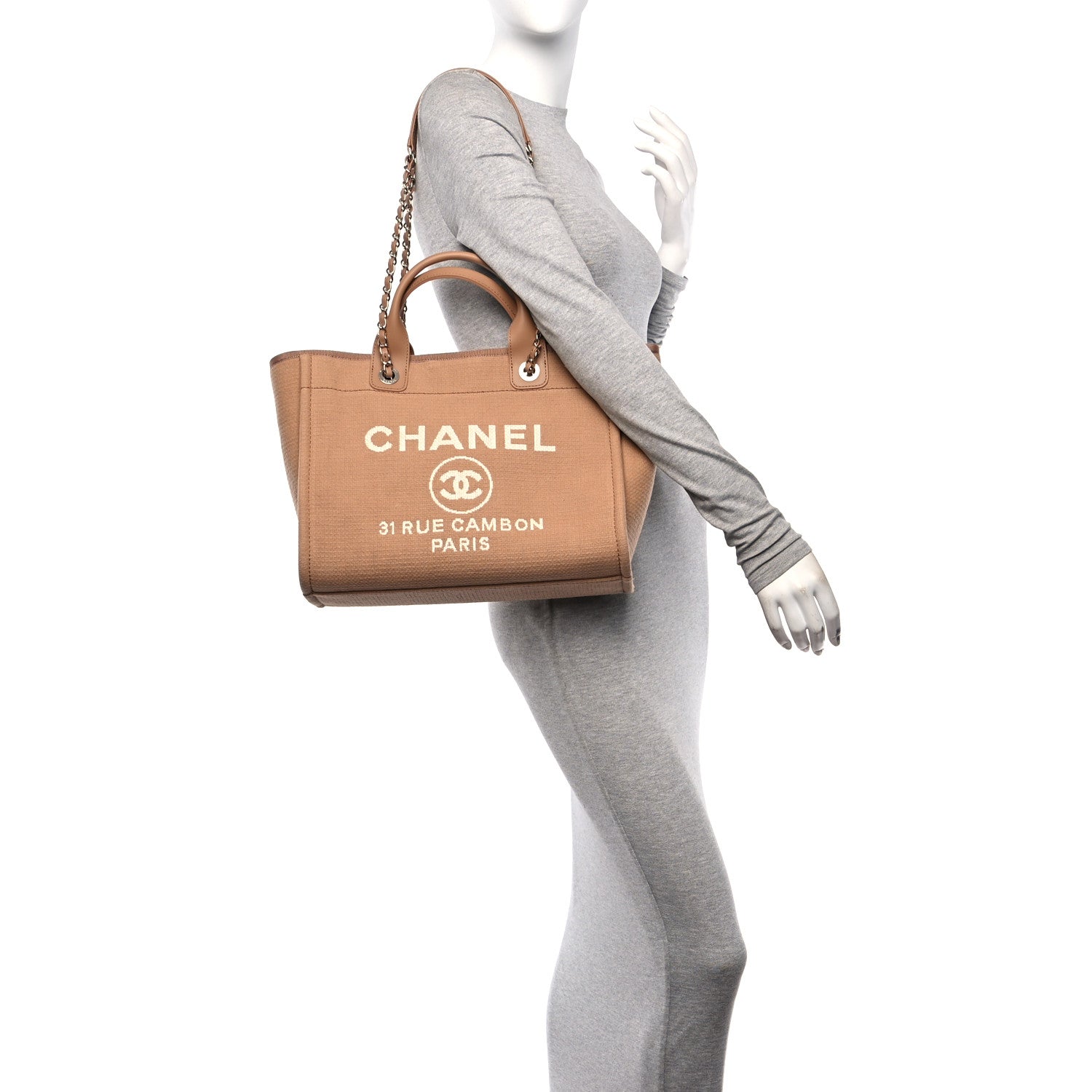 Chanel Mixed Fibers Small Deauville Tote Camel 2 of 12