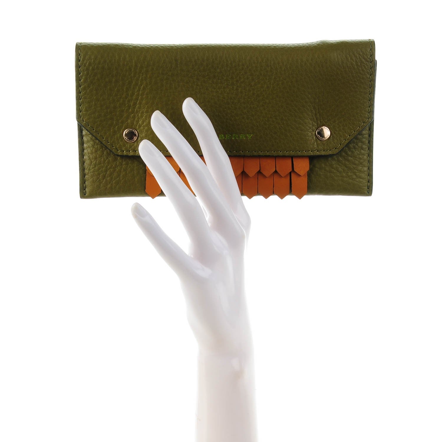 Burberry Brit Leather Barnet Traveller Wallet Olive 2 of 8