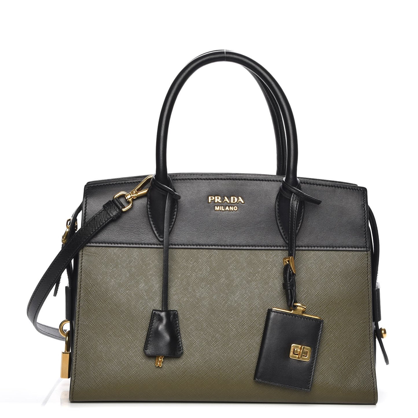 Saffiano City Calf Medium Esplanade Tote Militare Black