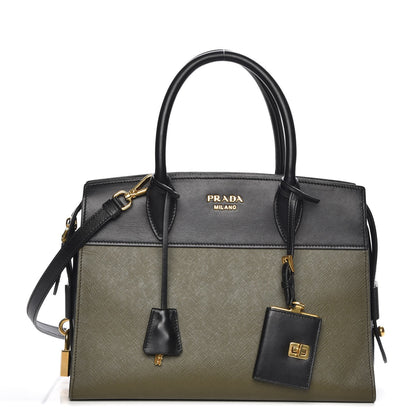 Prada Saffiano City Calf Medium Esplanade Tote Militare Black 1 of 9